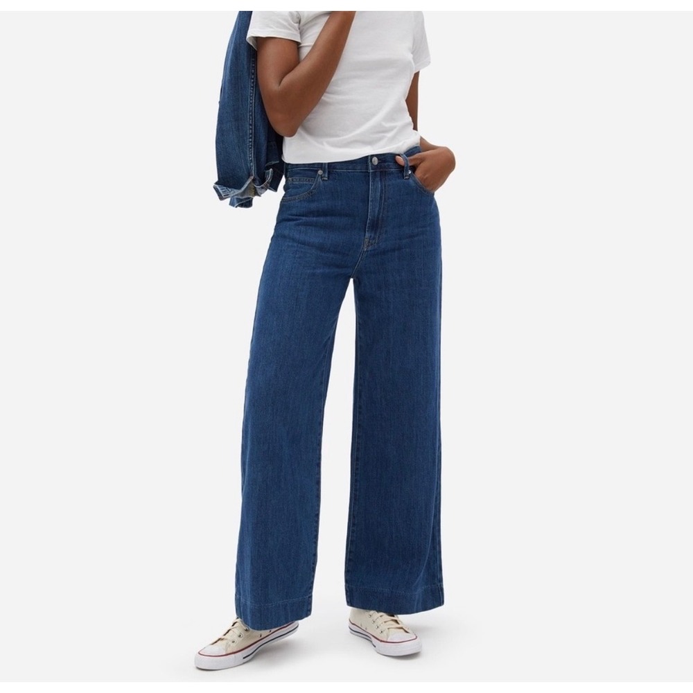 Everlane Summer Wide Leg Jean Womens 27 Blue High Rise No Stretch Organic